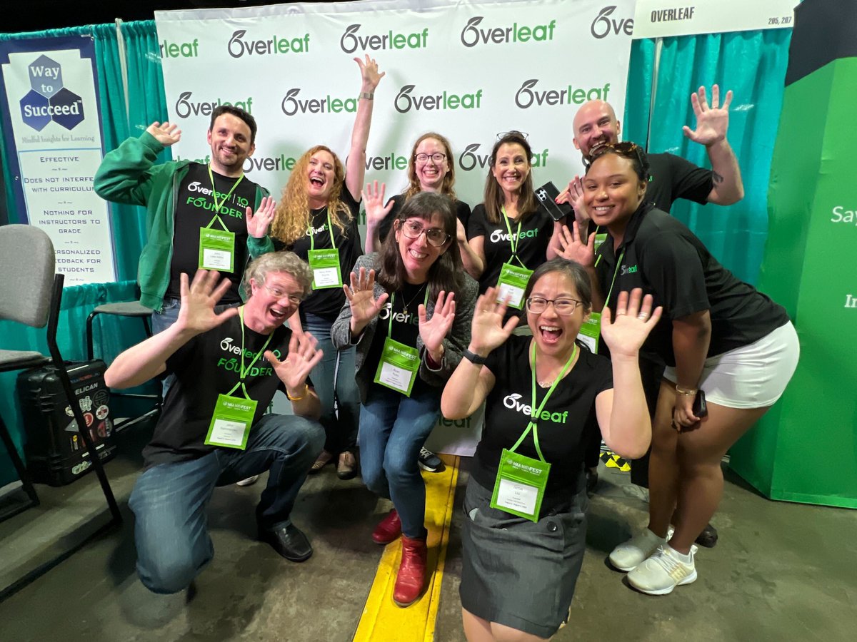 overleaf's tweet image. Hey! We are celebrating our 10th Anniversary at #mathfest! 🎉 Stop by Booth 205 and tell us why you love #Overleaf! You could be featured in an upcoming video! #OverleafEvents