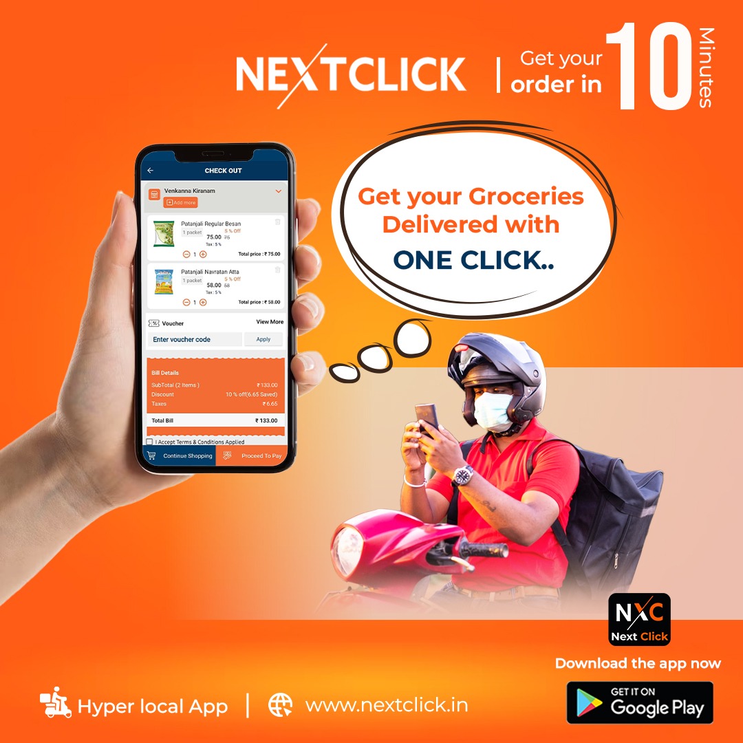 nextclickIndia's tweet photo. Get Your Groceries Delivered in Just 𝟏𝟎 𝐦𝐢𝐧𝐮𝐭𝐞𝐬 with 𝐍𝐞𝐱𝐭𝐂𝐥𝐢𝐜𝐤!   

Download the 𝐍𝐞𝐱𝐭𝐂𝐥𝐢𝐜𝐤 app now and get your first delivery https://t.co/79sArBvtva

#NextClick #GroceryDelivery #FastAndConvenient #ShopFromHome #FreshProduce #DownloadNow https://t.co/nK0hkxmkMt
