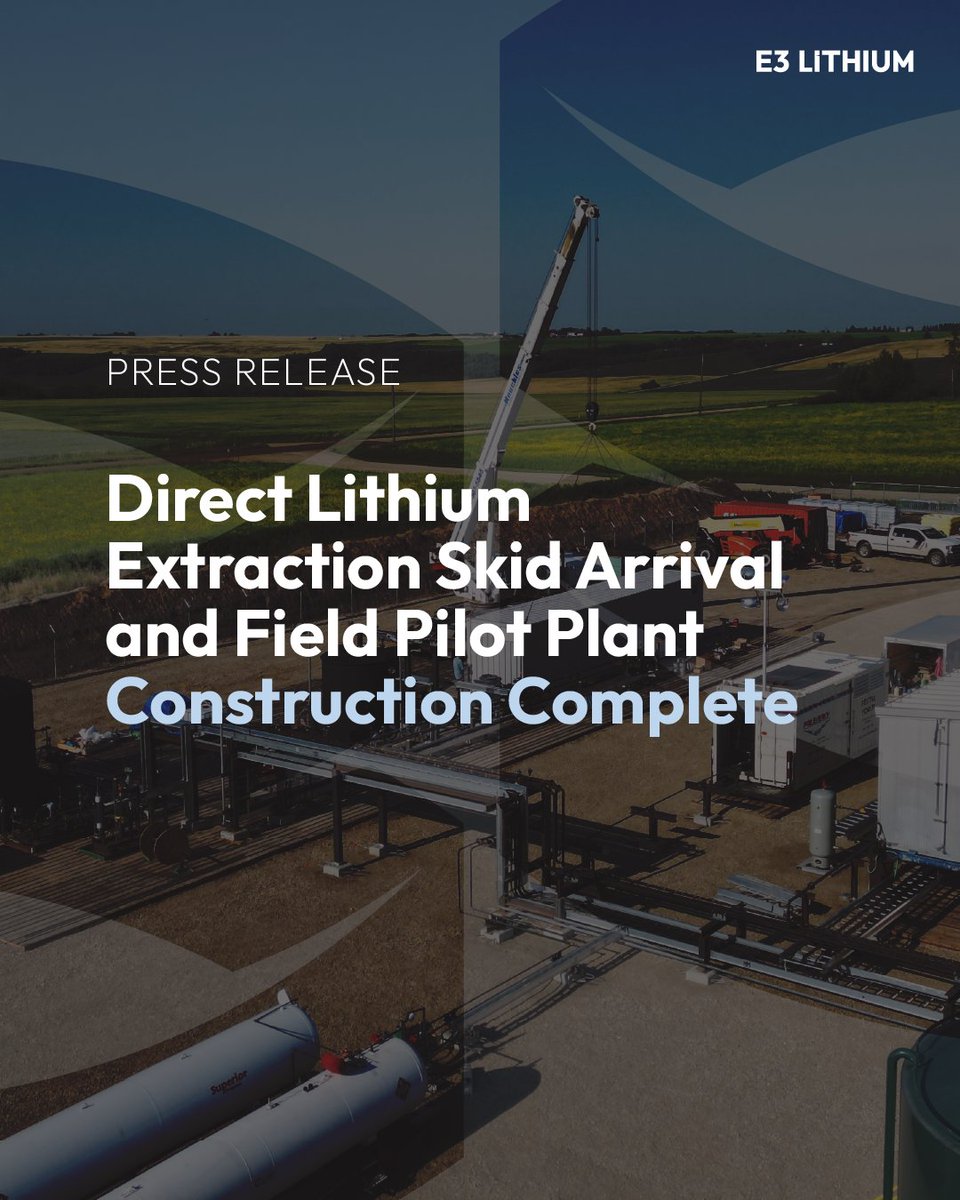 e3lithium's tweet photo. #LithiumNews - Construction for Alberta's first DLE field pilot plant is complete.

Read the full press release here ⬇
https://t.co/cEwWuEZowP

#DLETech #Lithium #AlbertaProud #AlbertaEnergy https://t.co/ysN87wvNqd