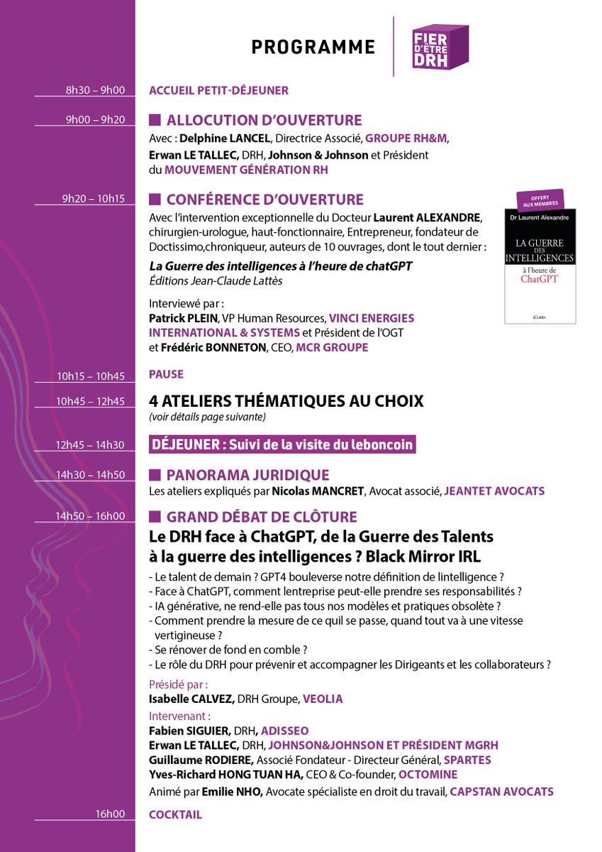GroupeRHM's tweet photo. RV, 22 sept! 20ans de l'#UEMGRH ns recevrons
@dr_l_alexandre
Invité d'exception, reçu par
@PatrickPlein

et
@MisterFredB

pr une grde interview sur La guerre des Intelligences à l'heure de #ChatGPT 📚Heureux nos membres qui vont pouvoir mieux appréhender le tsunami qui ns attend! https://t.co/6Sgd5Kf0li