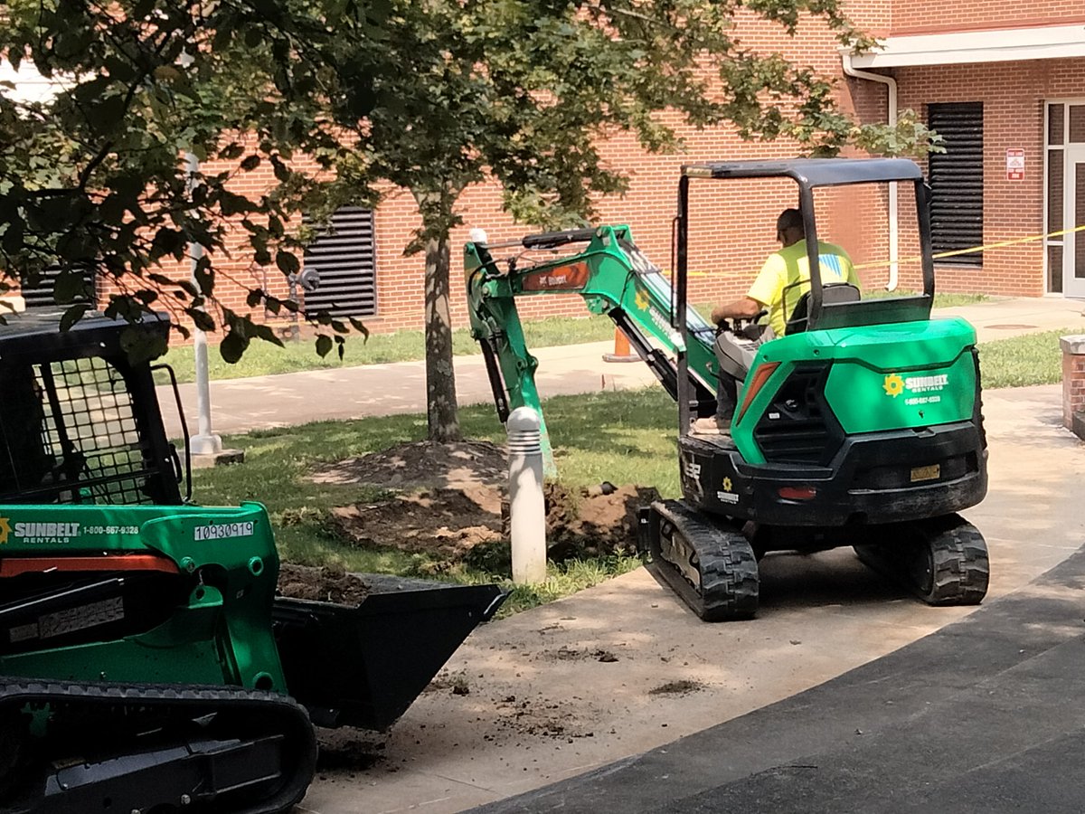 Court yard excavation work at the 7-12 Campus is beginning for our Outdoor Learning space project.  existing court yard spaces will be better designed and activated as learning or gathering spaces. #CFconstruct #cfevs