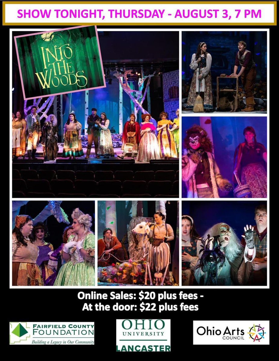 ohiou_lancaster's tweet photo. There are only four more shows left (August 3-6) for #OHIOLancaster's community theatre production of "Into the Woods” beginning tonight at 7 pm. 

Advanced ticket sales online at https://t.co/hABKqK0JXO.

For more details visit https://t.co/m7XfLghGax. https://t.co/B4q0RirEFl
