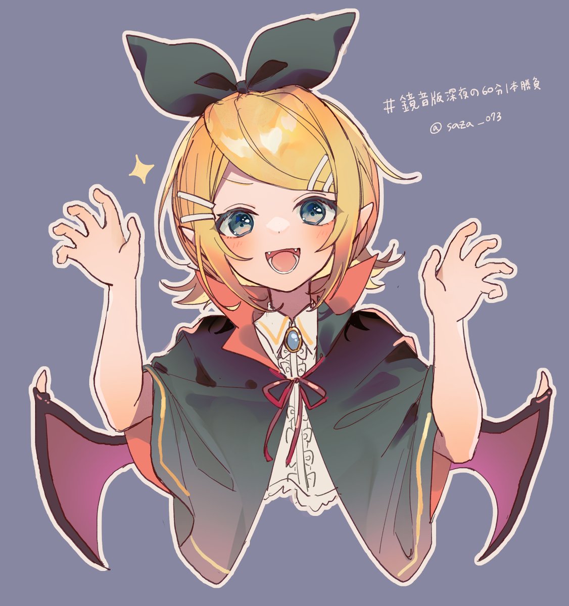 kagamine rin 1girl blonde hair solo fangs hairclip hair ornament wings  illustration images