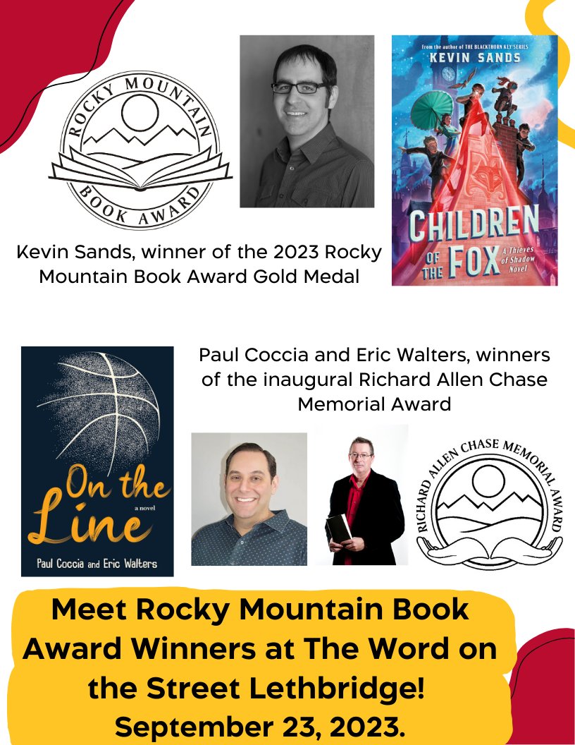 August is here, which means Word on the Street Lethbridge is happening soon. You can meet RMBA authors Kevin Sands, Paul Coccia, and Eric Walters! Do you want Kevin Sands to visit your school? Email him at kwsands@gmail.com for author visit pricing and details!