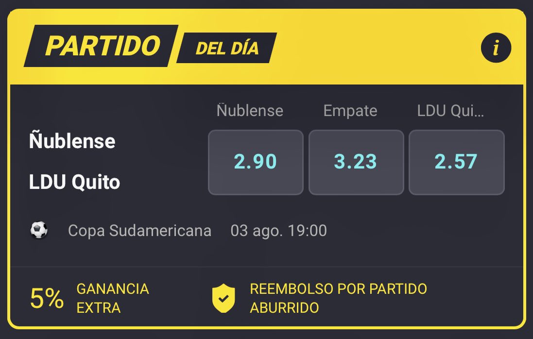 Liga de Quito busca dar la cara por el fútbol 🇪🇨⚽️ en el #PartidoDelDia Se enfrenta a Ñublense 🇨🇱 a las 19h00, tenemos cuotas listas donde LDU se presenta como favorito 😎 Liga va con todo después de no perder 12 partidos en Sudamericana ✅ 🤝🔗 coolbet.com/ec/deportes/ma…