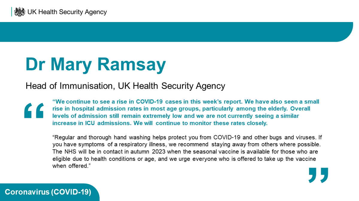 UKHSA's tweet photo. Dr Mary Ramsay, Head of Immunisation at the UK Health Security Agency (UKHSA) said on this week's report 🔽 https://t.co/aQlahbSlZ2