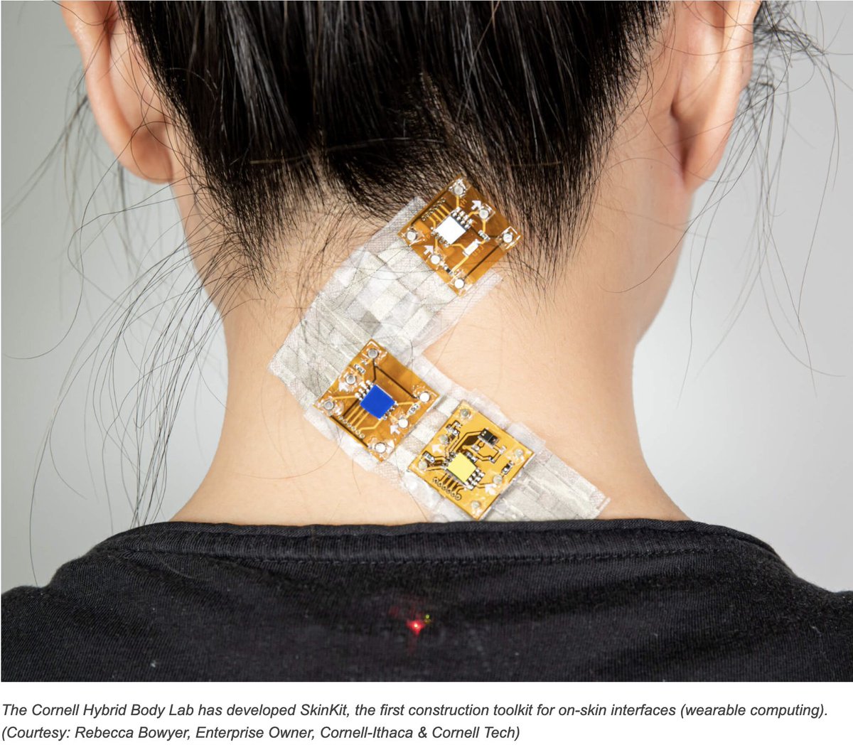 DrSianAllen's tweet photo. Our future wearables won't be worn on our wrists, but directly on our skin.

You'll also be able to choose your own adventure &amp; decide what you want to measure each day.

e.g., this new smart tattoo system allows you to add &amp; remove sensing modules like Lego blocks 👇 https://t.co/hxoCof04gj