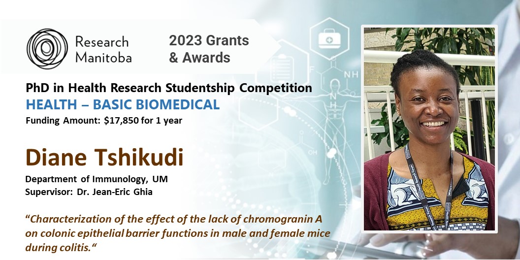 Dept of Immunology @ UofM (@um_immu) on Twitter photo Congratulations Diane on receiving 2023 Research Manitoba PhD in Health Research Studentship Competition in HEALTH – BASIC BIOMEDICAL.
Way to Go!
<a href="/um_research/">uManitoba Research</a> <a href="/UM_RadyFHS/">U of M Rady Faculty</a> <a href="/Research_MB/">Research Manitoba</a>
<a href="/UManitobaHSGSA/">HSGSA</a> #UMStudent <a href="/JEGhia/">Jean-Eric Ghia</a> Congratulations Diane on receiving 2023 Research Manitoba PhD in Health Research Studentship Competition in HEALTH – BASIC BIOMEDICAL.
Way to Go!
<a href="/um_research/">uManitoba Research</a> <a href="/UM_RadyFHS/">U of M Rady Faculty</a> <a href="/Research_MB/">Research Manitoba</a>
<a href="/UManitobaHSGSA/">HSGSA</a> #UMStudent <a href="/JEGhia/">Jean-Eric Ghia</a>