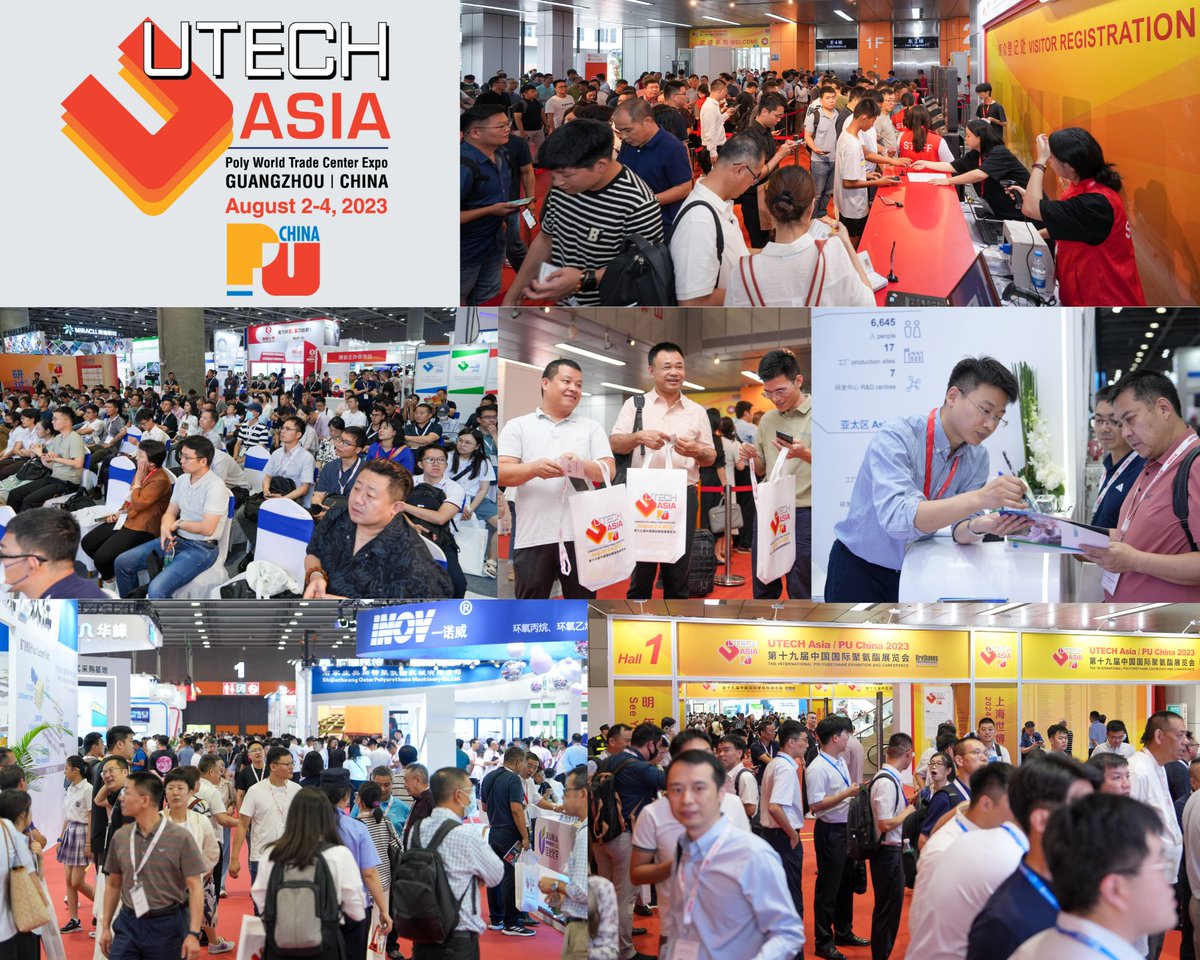 Day 2 of UTECH Asia / PU China 2023 at the Poly World Trade Center Expo in Guangzhou has been another hectic day! Join us tomorrow, 4 Aug for our last day. ow.ly/Klh250Ps0Ta #UTECHAsia #PUChina #Polyurethanes #Guangzhou #TradeShow #Exhibition #PU