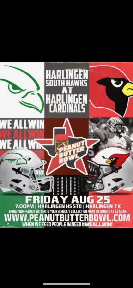 Get your peanut butter ready and help support the Harlingen Community!  Everyone wins!

#csnd #mtxe #WeAreHCISD 
<a href="/mannyg3247/">manny gomez</a> @CoachMAguilar <a href="/Kledesma3/">Kevin Ledesma</a> <a href="/CoachBLedesma/">Edward “Bubba” Ledesma 🏈</a> <a href="/HarlingenC/">Harlingen High S&C</a> <a href="/HCISD_Athletics/">Harlingen CISD Athletics</a> <a href="/HarlingenCISD/">HCISD</a> <a href="/HHSCards/">#CSND</a> <a href="/CardinalSoccer/">HHSCardinalSoccer</a> <a href="/joey_johnson93/">Joey Johnson</a>