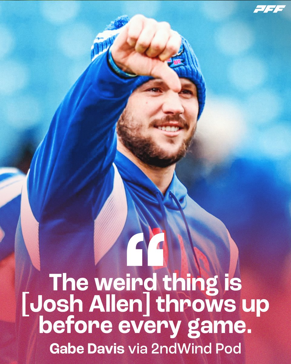 PFF's tweet photo. Josh Allen's pregame ritual 🤮 https://t.co/JBnfCMsGYc