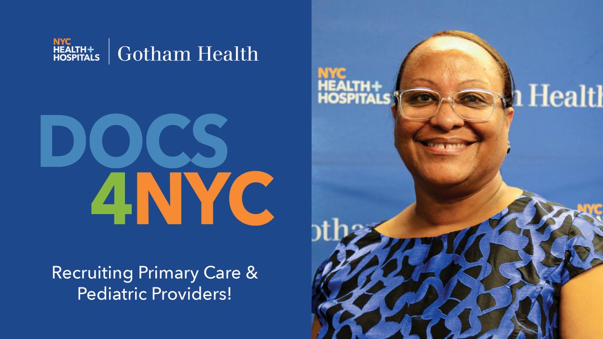 NYCGothamHealth's tweet photo. We are looking for talent! Gotham Health is #Hiring primary care and pediatric physicians to serve in our network of over 30 health centers providing care to all New Yorkers. Visit the careers website for job seekers and apply today: https://t.co/GnY75NQQaV
#DOCS4NYC https://t.co/ZHqwxT5hul
