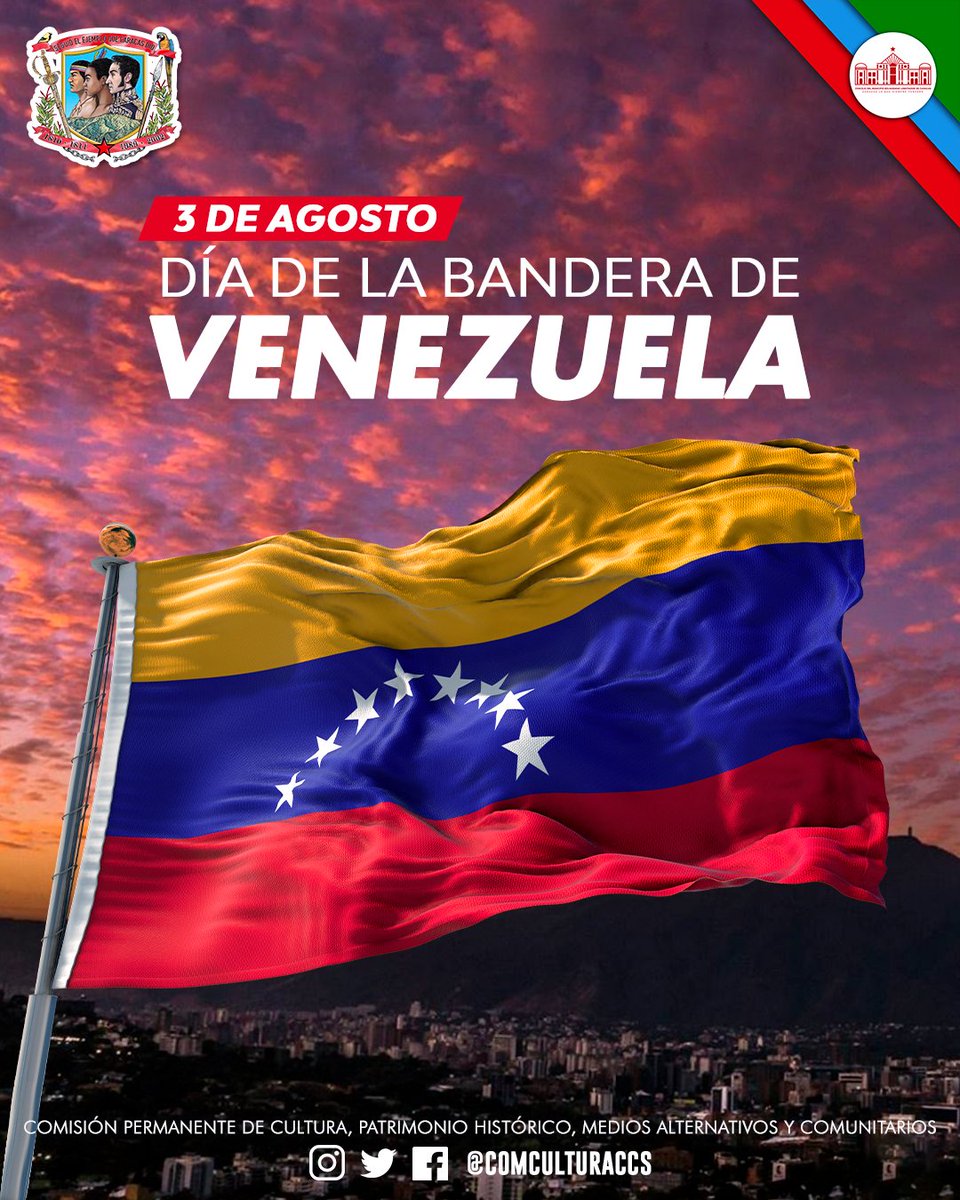 El 03 de agosto se celebra en Venezuela el Día de Bandera, en honor al Generalísimo Francisco de Miranda quien desembarcó en la Vela de Coro en el año 1806, para izar el tricolor que es referencia en la historia e identidad dela Patria. 🇻🇪✨
#yoIzomibandera