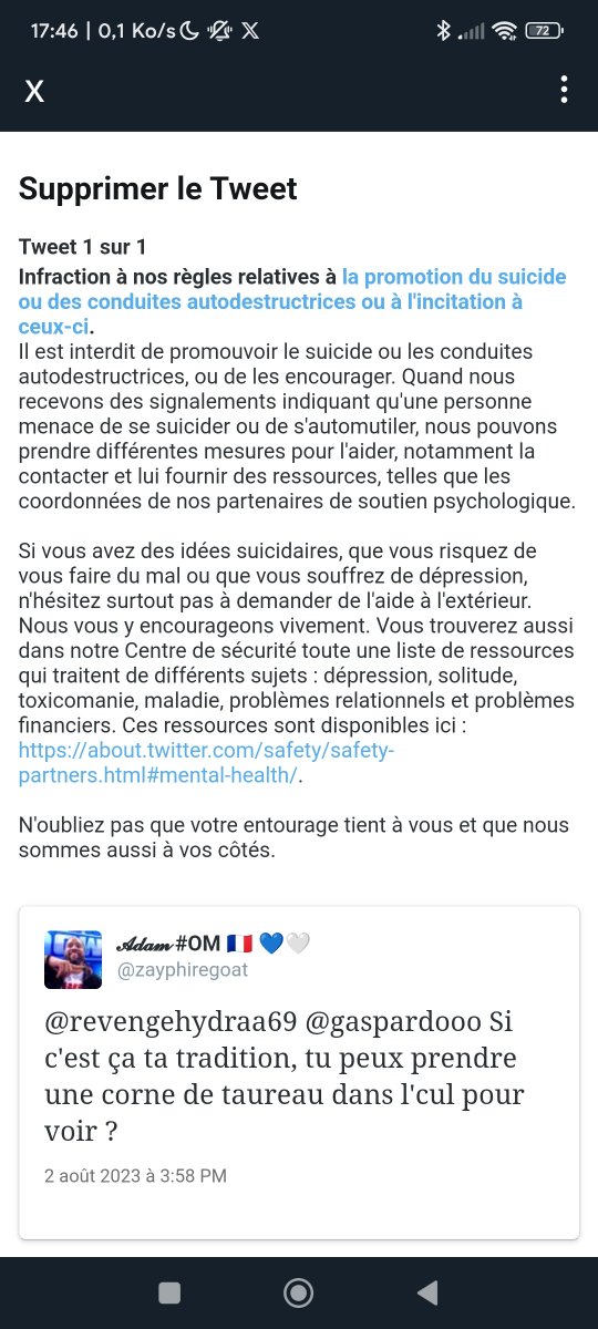 zayphire's tweet photo. @revengehydraa69 @MelanieCmg @gaspardooo Mon compte a été restreint 7j pour ce tweet, je sais pas si on se rend compte hein, y a des gens qui montrent leurs bites et ils ont rien eux https://t.co/7DICfcs60R