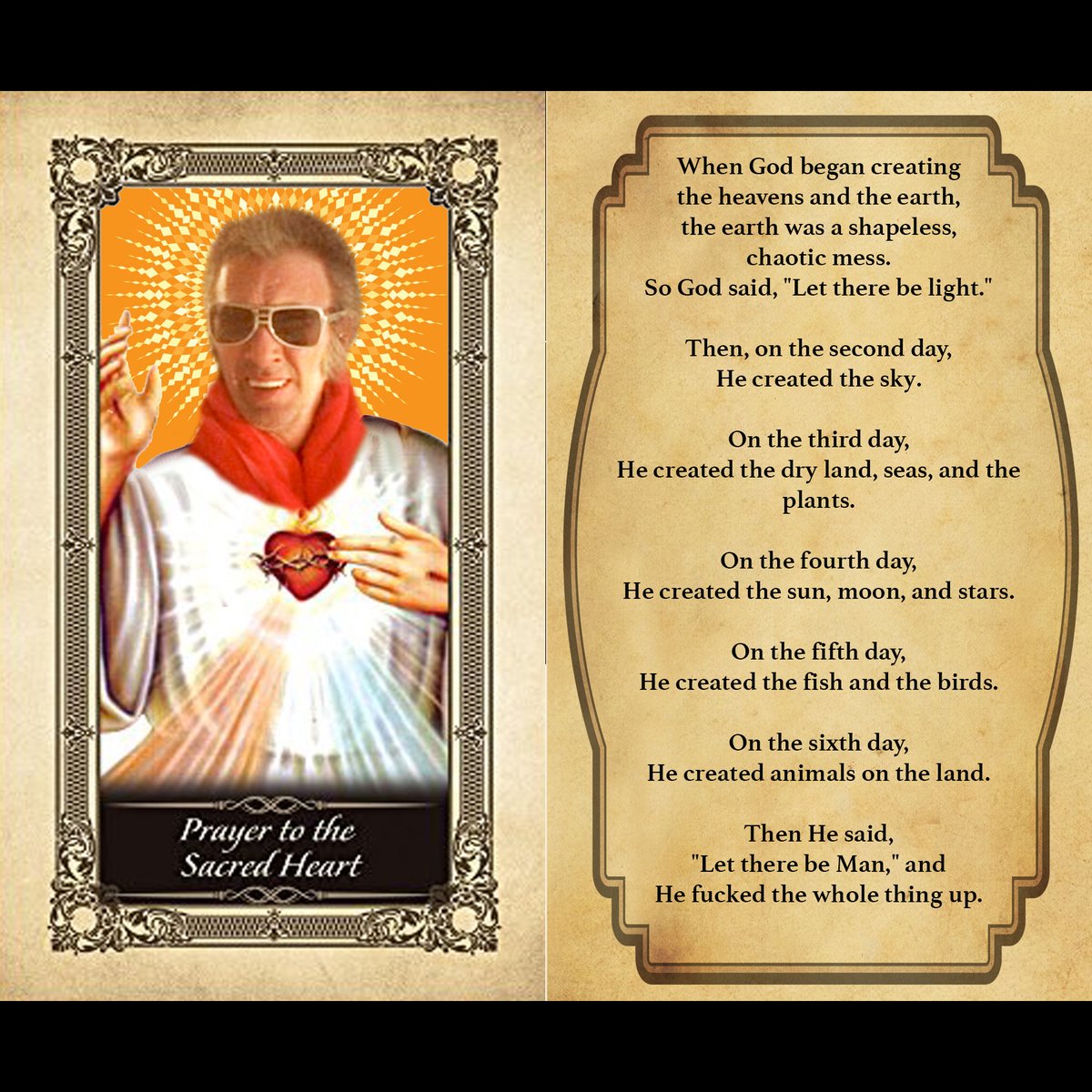 GrindhouseFilm's tweet photo. Duke Mitchell prayer card from the recent screening of GONE WITH THE POPE @DigitalGymSD in San Diego #grindhousereleasing #gonewiththepope https://t.co/NIs9L8R4XF