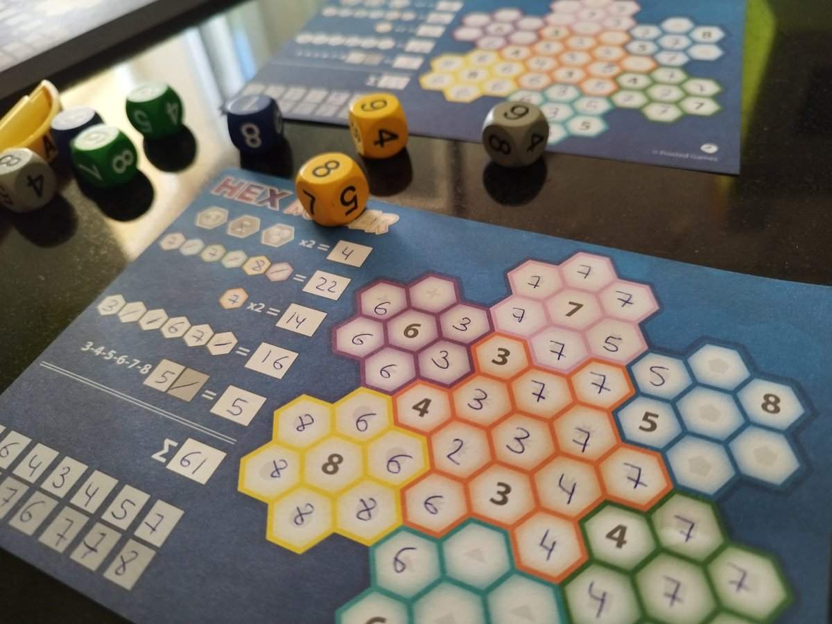 carmavi5's tweet photo. #HexRoller 📝 es un Roll 🎲 & Write 🖍️, en el que tendremos que optimizar nuestra hoja 📄 escribiendo números 6️⃣8️⃣4️⃣3️⃣. Estratégico 🧠 y divertido 😀👍 @ArrakisGames https://t.co/jfyDmB9m4W