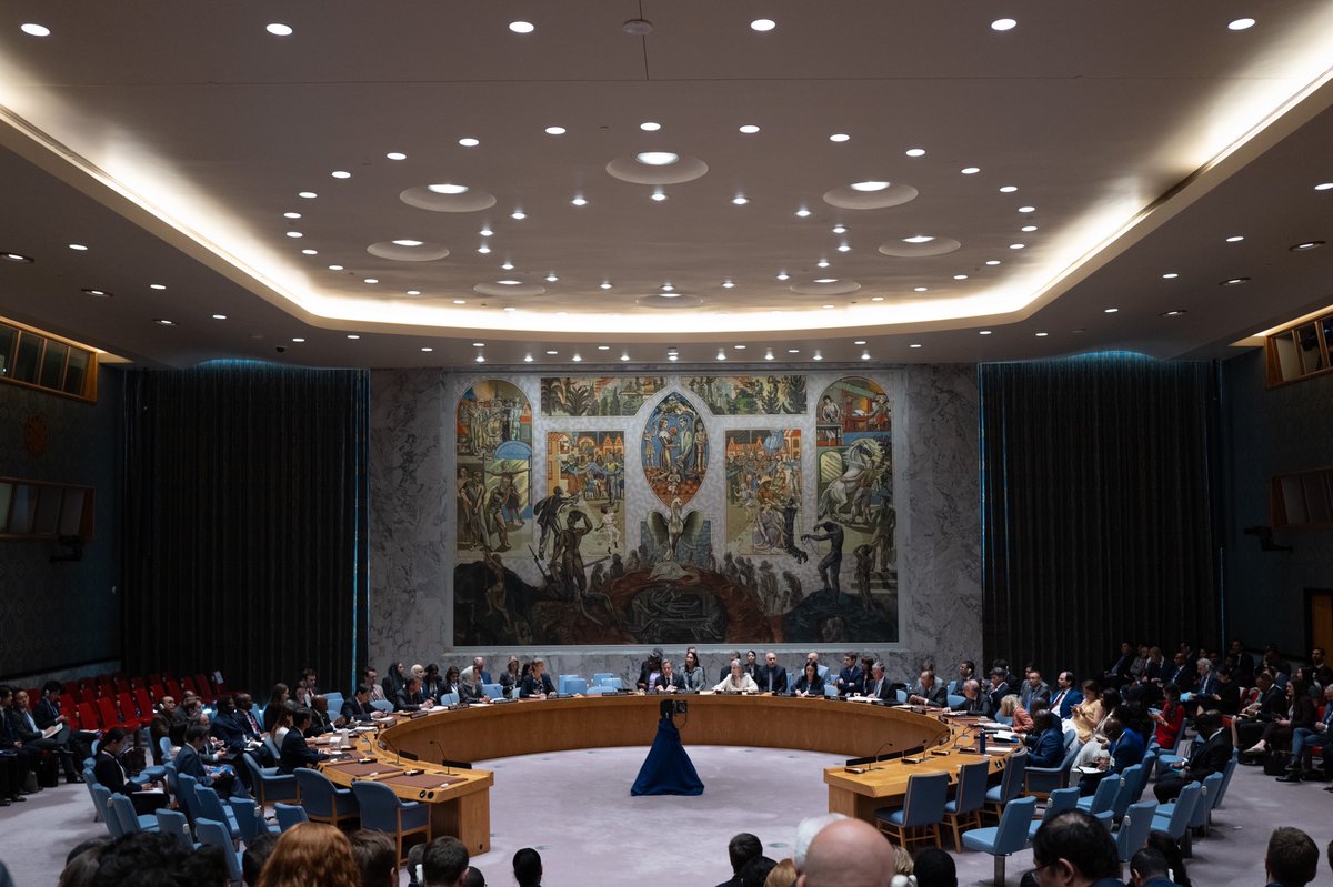 SecBlinken's tweet photo. As I said to the @UN Security Council, hunger and conflict are inextricably linked. We must stop the weaponization of hunger, beginning with Russia’s war of aggression against Ukraine and its assault on the global food system. Failure to act now will have dire consequences. https://t.co/7P2DZVUzIL