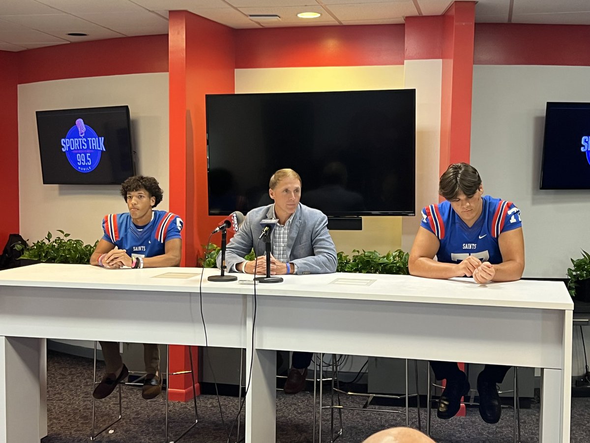 Simone Eli (@simoneeli_tv) on Twitter photo Next up at HSFB media days: <a href="/spsmobile_al/">St. Pauls Football</a> HC Ham Barnett, OL (South Alabama commit) <a href="/AsherHale2/">Asher Hale</a> and DB <a href="/cade_horton8/">Cade Horton</a> at the mic! Saints looking for another big year in 6AR1 🏈🔥 <a href="/AL6AFootball/">Alabama6AFootball</a> Next up at HSFB media days: <a href="/spsmobile_al/">St. Pauls Football</a> HC Ham Barnett, OL (South Alabama commit) <a href="/AsherHale2/">Asher Hale</a> and DB <a href="/cade_horton8/">Cade Horton</a> at the mic! Saints looking for another big year in 6AR1 🏈🔥 <a href="/AL6AFootball/">Alabama6AFootball</a>