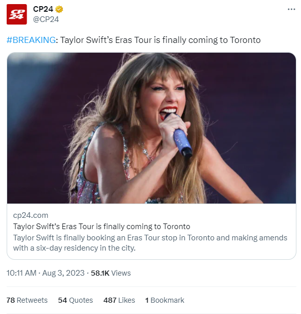 A Taylor Swift/Justin Trudeau story in three parts: