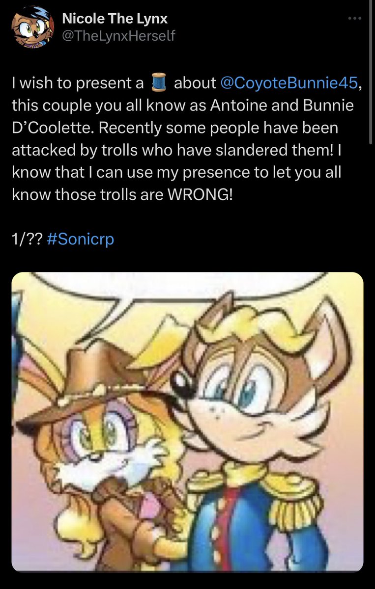 TonyBreadYT's tweet photo. NicoleTheLynx and CoyoteBunnie45 (and several other accounts) are ALL written by a 33 year old predator named Glenn Locke #sonicrp https://t.co/zuvWGvZbz1