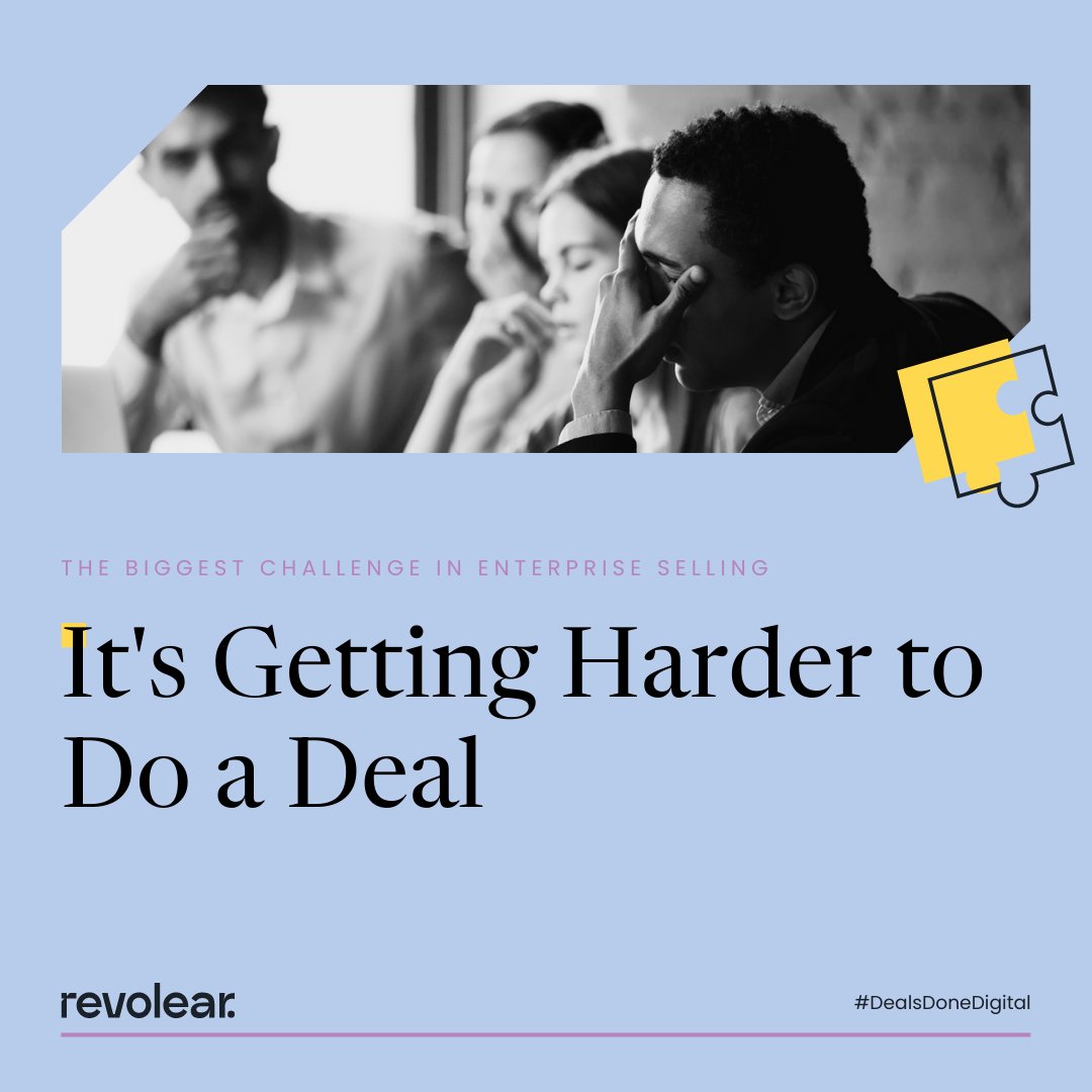 RevolearCorp's tweet photo. It’s getting harder to do a deal

Selling is getting complicated, but buying is getting more complex too! 
Read Revolears CEO &amp; Founder Raja Singh’s take on today's biggest challenge in enterprise selling.

Learn More: https://t.co/O30jFF7vhL https://t.co/YGEtgbaI4y