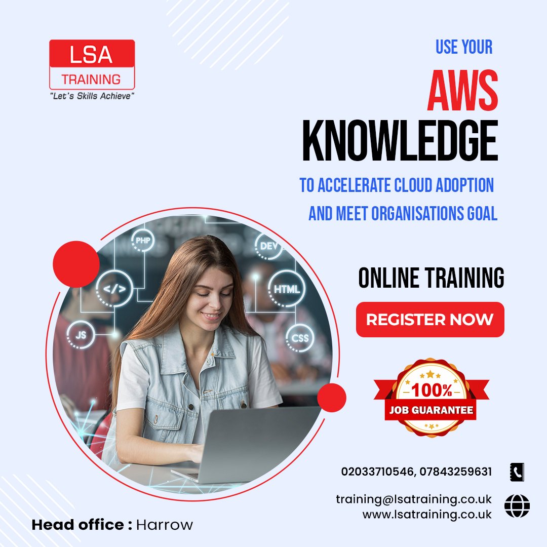 LSATRAINING's tweet image. LSA Training provides the highest quality online training to help you master AWS Cloud and advance your career.
To learn more about our program and your opportunities just contact us
United Kingdom
#AWSCloudTraining #CloudComputingEducation #AWSLearningPath