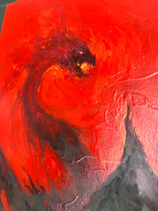 I've been working on this #dragon painting for a future token, and that was quite the challenge. But the medium starts to grow on me. What do you think? :) #traditionalart #fantasyart