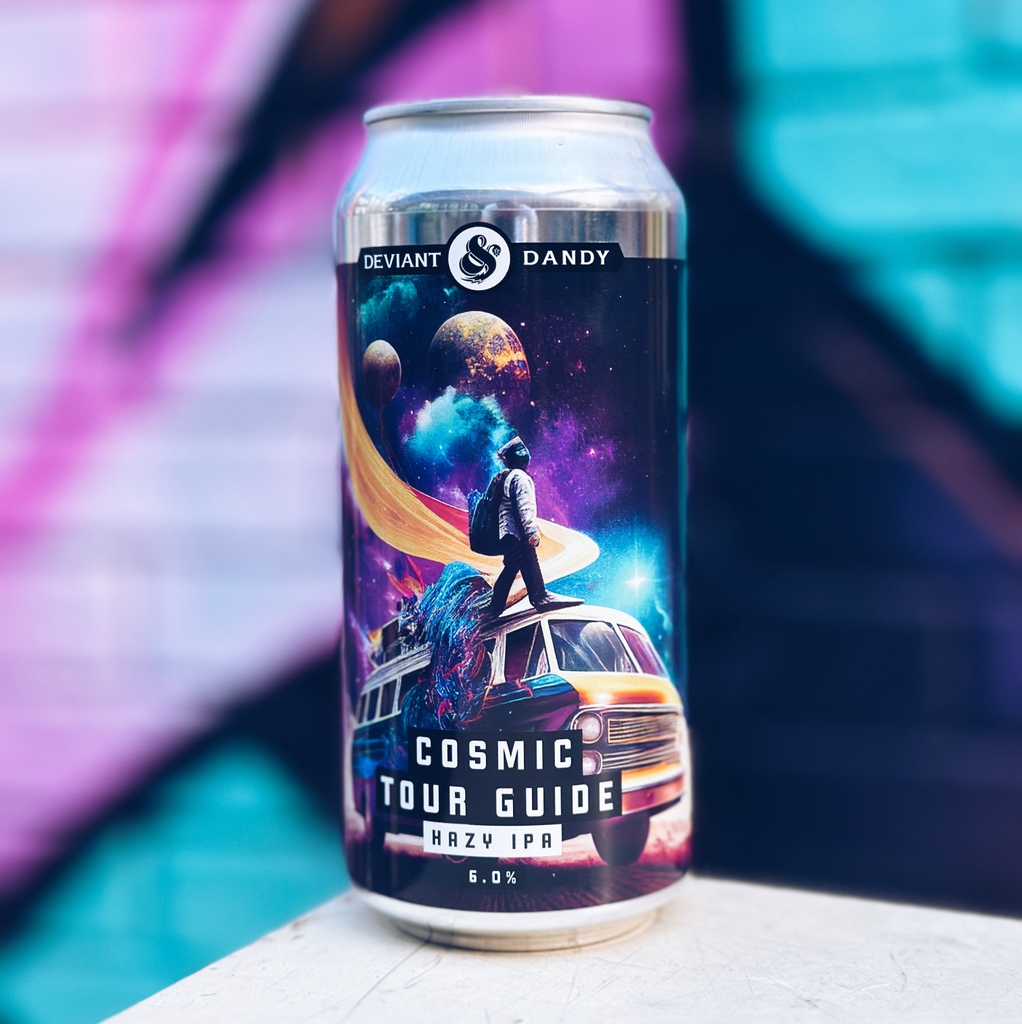 Had a little fun making this one! 

Let us take you on a 'COSMIC TOUR GUIDE' with a 6% hazy IPA featuring Nectaron, Galaxy and Bru-1 hops. Heavy on the tropical pineapple, passion fruit and stone fruit characters on the nose and palate. Available on our webshop and taproom.