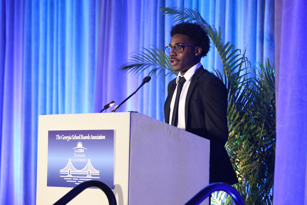 gsbacomm's tweet photo. It was wonderful to hear Braylen Howell, a Baldwin County high school student, speak at our Summer Conference this year!
#GSBASummerconference #GSBASummer23 #GSBA #publiceducation https://t.co/MtL1TelGZn