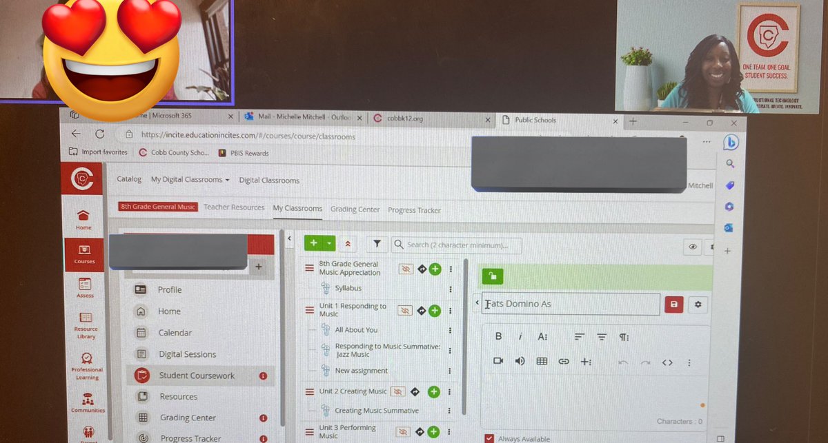 j_rosser5's tweet photo. What a great week it has been so far supporting teachers with Coursework and other areas of CTLS. Teachers are jumping in and ❤️loving how streamlined it is. #CobbInTech #Bestplacetoteach #Bestplacetolearn https://t.co/06Lue1RLgn