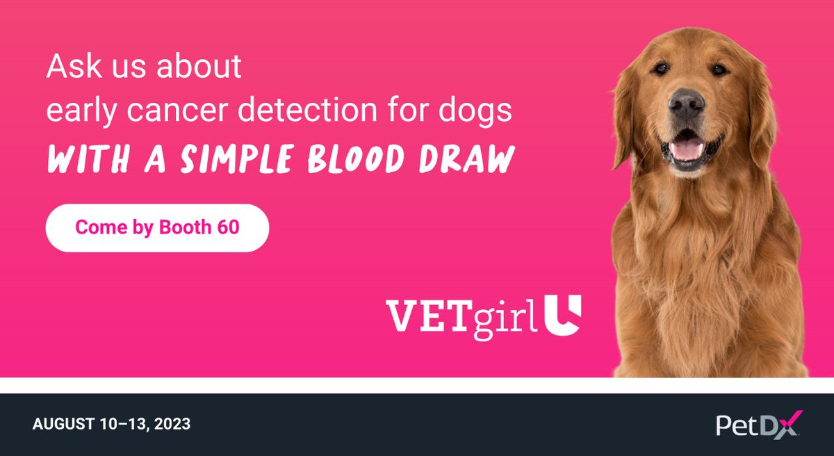 We can’t wait to connect at VETgirl U 2023 in Scottsdale! 🏜️

Stop by booth 60 to talk about early cancer detection for dogs with a simple blood draw and catch three presentations from PetDx Chief Medical Officer Andi Flory, DVM, DACVIM (Oncology). #VETgirlU2023