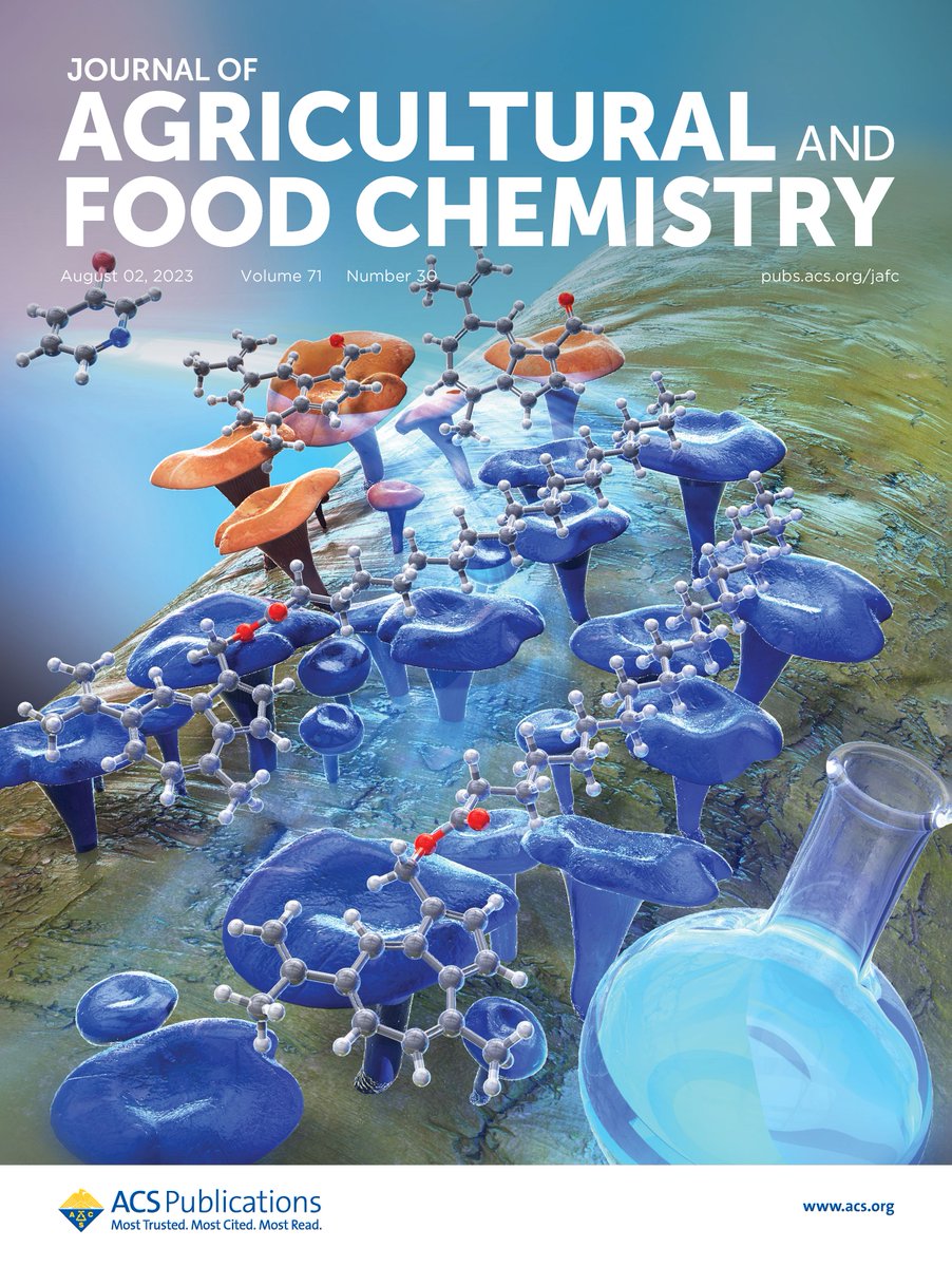 JAgFoodChem's tweet photo. The total synthesis of an azulene derivative as a natural blue #colorant isolated from Lactarius indigo and its colorant application in aqueous dispersion is represented by this #JAFC Supplementary Cover. Check out the article at https://t.co/TSsK304uZI https://t.co/CWv1ES2jtQ