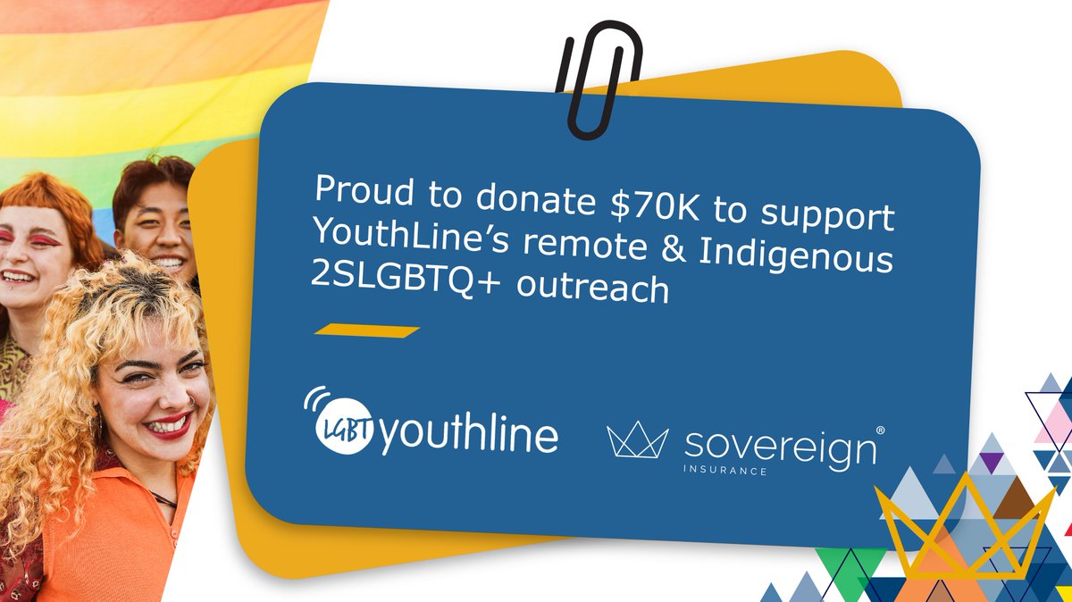 SovInsurance's tweet photo. Sovereign is celebrating our 70th anniversary! We’re #proud to donate $70,000 to @LGBTYouthLine, a #2SLGBTQ+ youth-led organization. These funds will serve their outreach to youth in rural/remote/Indigenous communities. Learn more about #YouthLine: https://t.co/zyLiELbGwc

#LGBT https://t.co/eWw8RwqyN9