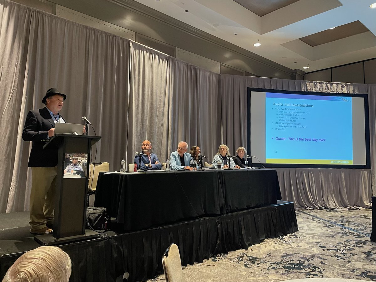 GoECFC's tweet image. Our last session mod by John R. Hickman @AlstonBirdLLP with Susan Monkmeyer @Reuters Tax &amp;amp; Accounting, Ashley Gillihan @AlstonBirdLLP, Darcy Hitesman at Hitesman Law, Tess Dooley, Andrew Ky Haynes @haynesbenefits. Covering PHI, comp disclosure, fed banking req and more. #GoECFC