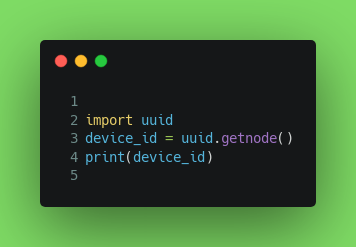eno_oinotna's tweet image. A simple use case of `uuid` and `getnode` is to generate a unique identifier for network devices. #uuid #getnode
`