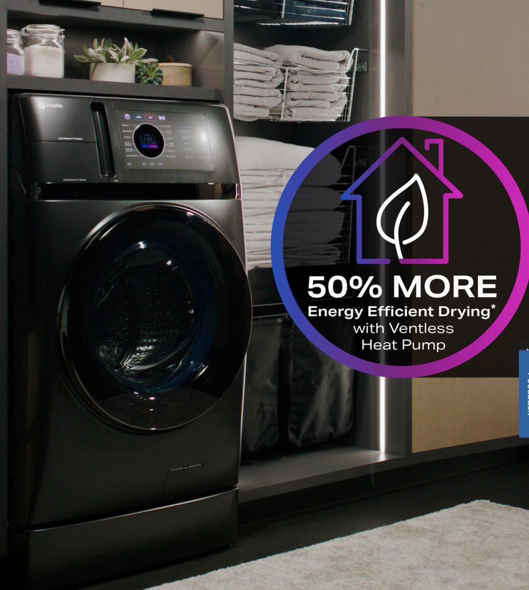 SJJanis's tweet photo. GE just came out with a new washer/dryer combo check it out! This will revolutionize laundry and is a great Master Bedroom closet option, upstairs 2nd laundry option, or replace your side by side washer and dryer. Only requires 120V, hot and cold supply, &amp; a drain - NO venting. https://t.co/5NMT0Lh1kY