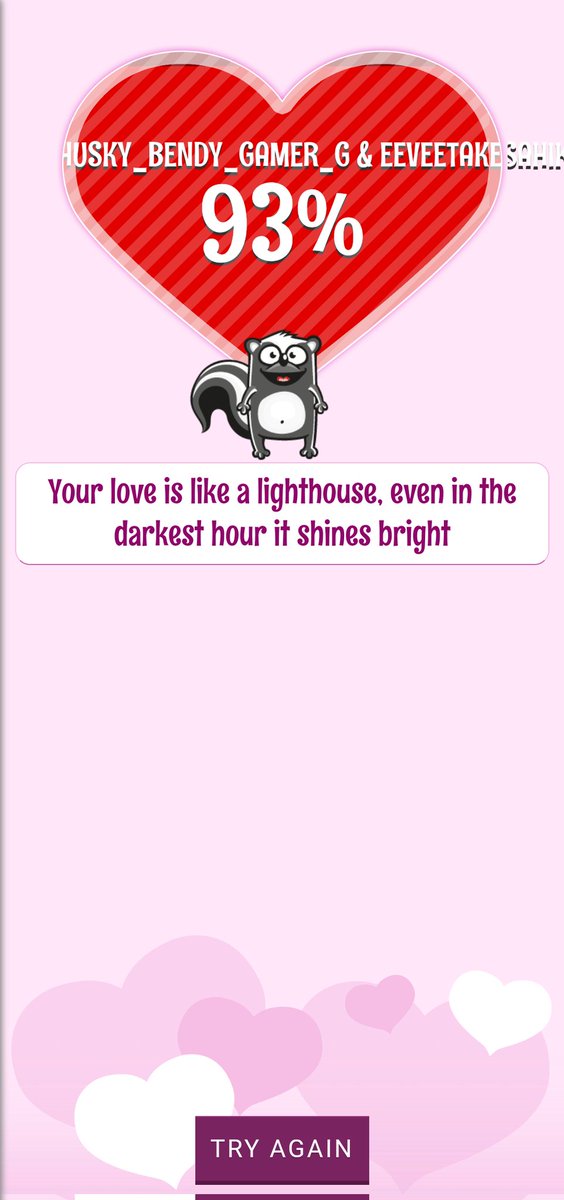 Furry0604's tweet photo. @JespleyEMOFeliz @bendy0604g x @eeveetakesahike is 93% prosent in lover tester https://t.co/sY6Yrp9nwO