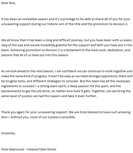 SaintGeorgeCF's tweet photo. A message from Pete. #PDFC🦌#CommitOrQuit #Uber https://t.co/g1M5FQ3mxk