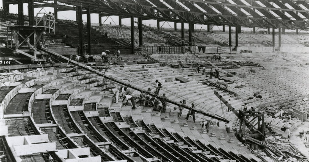 BuckeyeHistory's tweet photo. #OTDatOSU, 1921: The ground is officially broken, signaling the start of construction of Howard D. Smith's magnum opus—Ohio Stadium. Now a national landmark and over a century old, The Shoe is an icon for Buckeyes everywhere. 🏈 🌰 ⭕ https://t.co/Mw5z9eSuFS