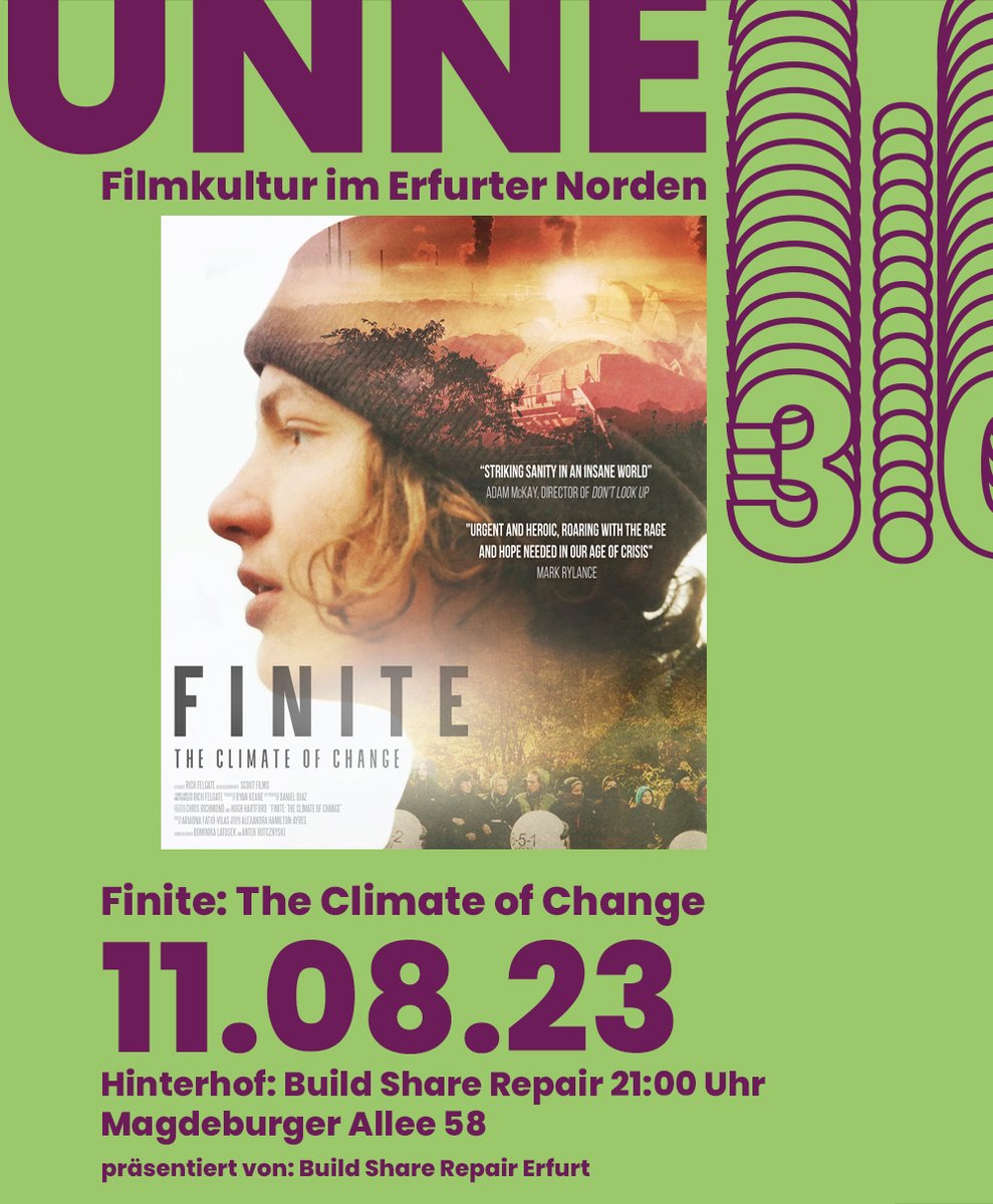 finitedoc's tweet image. Catch FINITE at the open air cinema at UNNE 3.0 Festival in Erfurt, Germany.

wechange.de/project/build-…