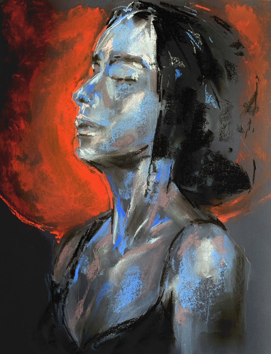 In creating an art, there is a certain moment when you know exactly what to do
You know? This piece is one of those moments 
:))))
—
•“lonely shade of blue”•

🟦 1/1 unique 

🟦 29 #tezos 

She's like the mystery unsaid
Chasing every rose
With a daydream in her hand

#nft