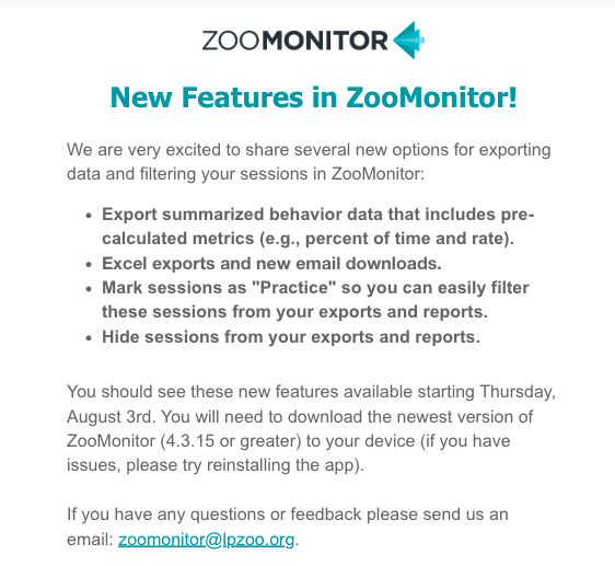 #AnimalBehavior researchers using #ZooMonitor, great news! New features are available to help you gain insights from your data quickly, see below and reach out if you have questions!

<a href="/lincolnparkzoo/">Lincoln Park Zoo</a> <a href="/ZooMonSupport/">ZooMonitor Support</a> #animalwelfare #zoo