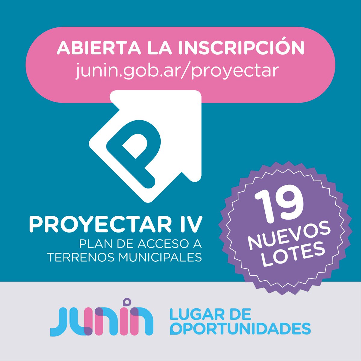 petreccapablo's tweet photo. A partir de mañana ya podés anotarte para el sorteo del Proyectar 4. Otros 19 lotes con todos los servicios para que más juninenses cumplan el sueño de la casa propia. Toda la info en 👇🏼
https://t.co/UnHW6xGyBg
#HechosConcretos https://t.co/cI5PLQYznH