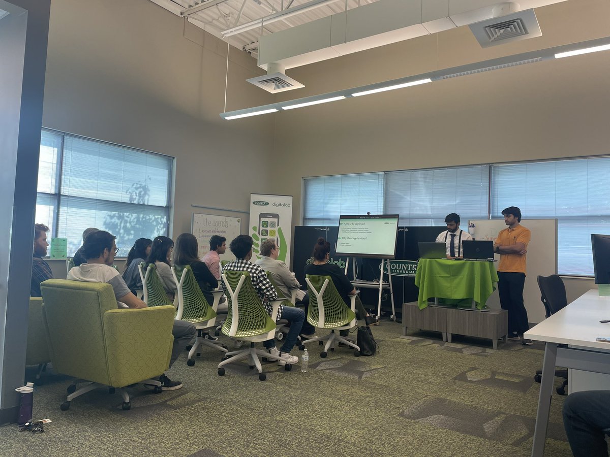 JuliaAtCOUNTRY's tweet photo. The summer 2023 @hellocountry DigitaLab #interns are presenting their work at the semester project showcase! 8 projects in all - #innovation and #modernization combined!  @UIResearchPark @UofIllinois https://t.co/XmUtFLdrqN