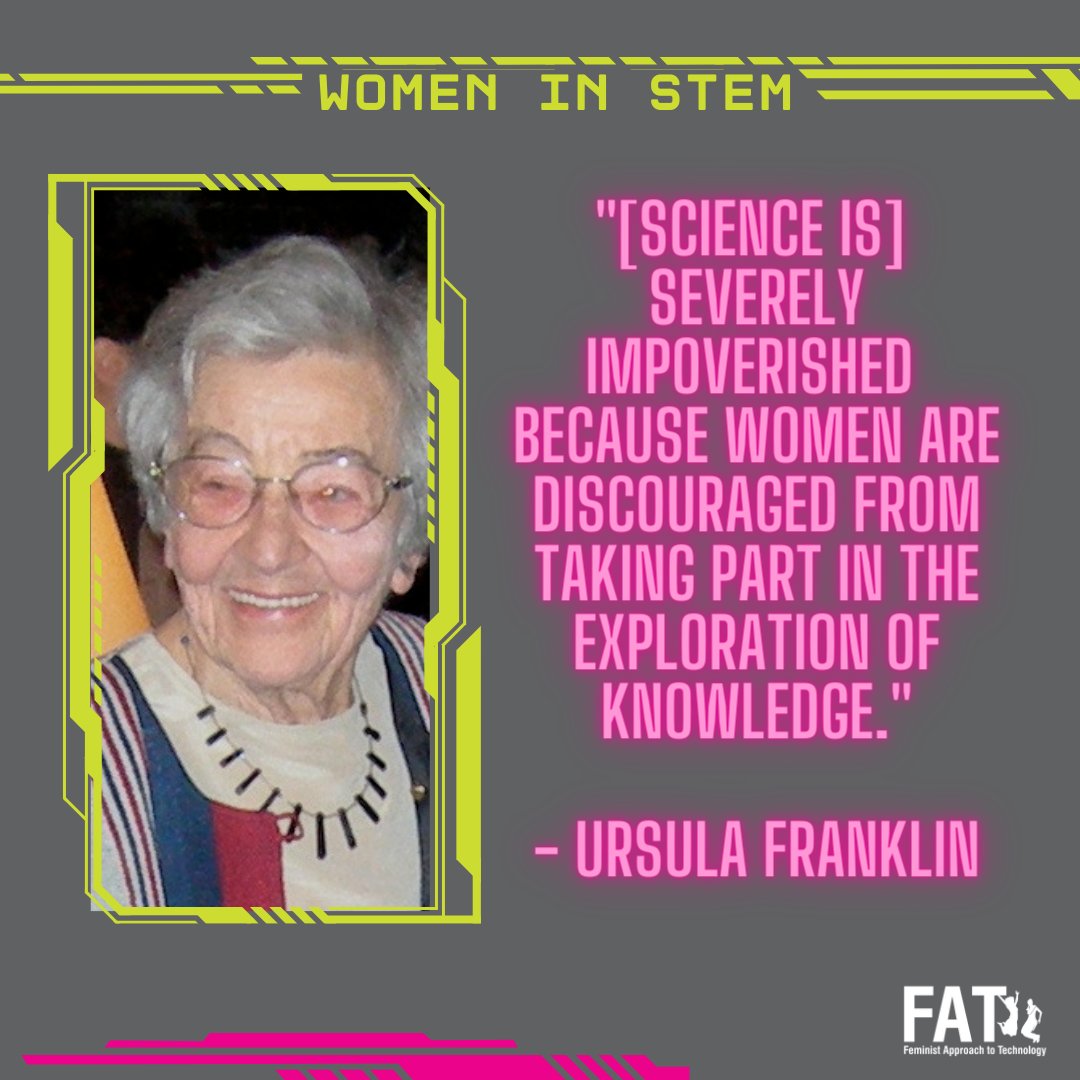 Award-winning scientist Ursula Franklin's research on technology, feminism, and pacifism is exactly the kind of vibe we enjoy! As she surged ahead in her field, she always fought for #WomenInSTEM, always used her platform to boost other women up.