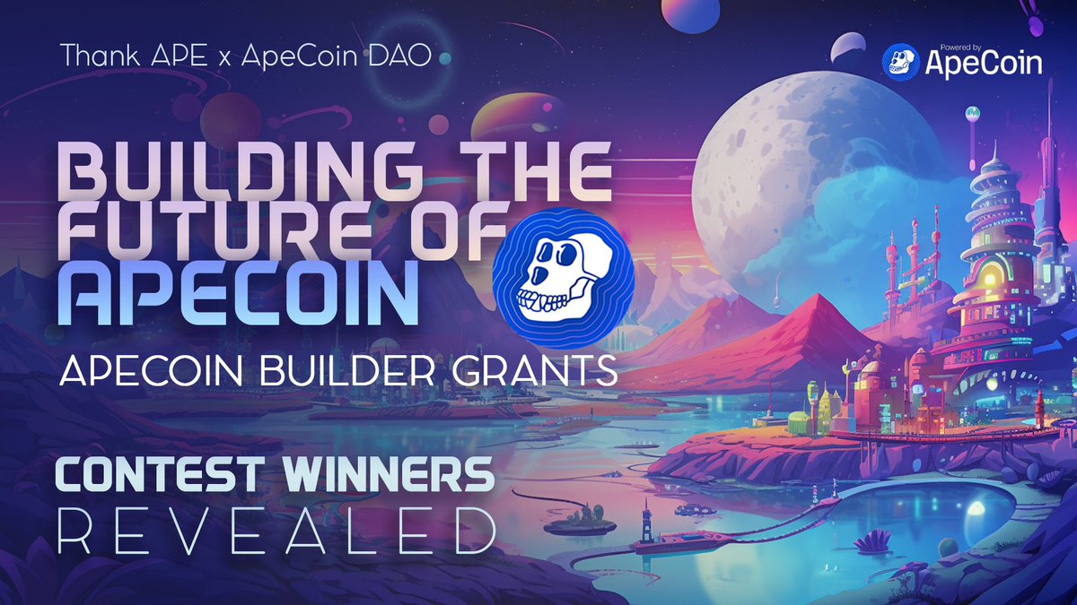 Congratulations to our 'Building the Future of @ApeCoin' contest winners!! 🎉 We’d like to thank our amazing Builders for submitting your entries. We're excited to see these retroactive rewards support builders in our ecosystem. 🤩