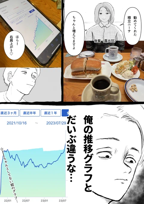 https://t.co/pHD1FvKe9T自分が投資勧めた後輩の資産がちゃんと増えているので一安心です。自分の資産はさして増えてないですけどメンヘラ女子の描き方は少し上達した気がします。この漫画スキルこそ求めていた資産なのかもしれませんね。ちょっと何言ってるかわかんない。 