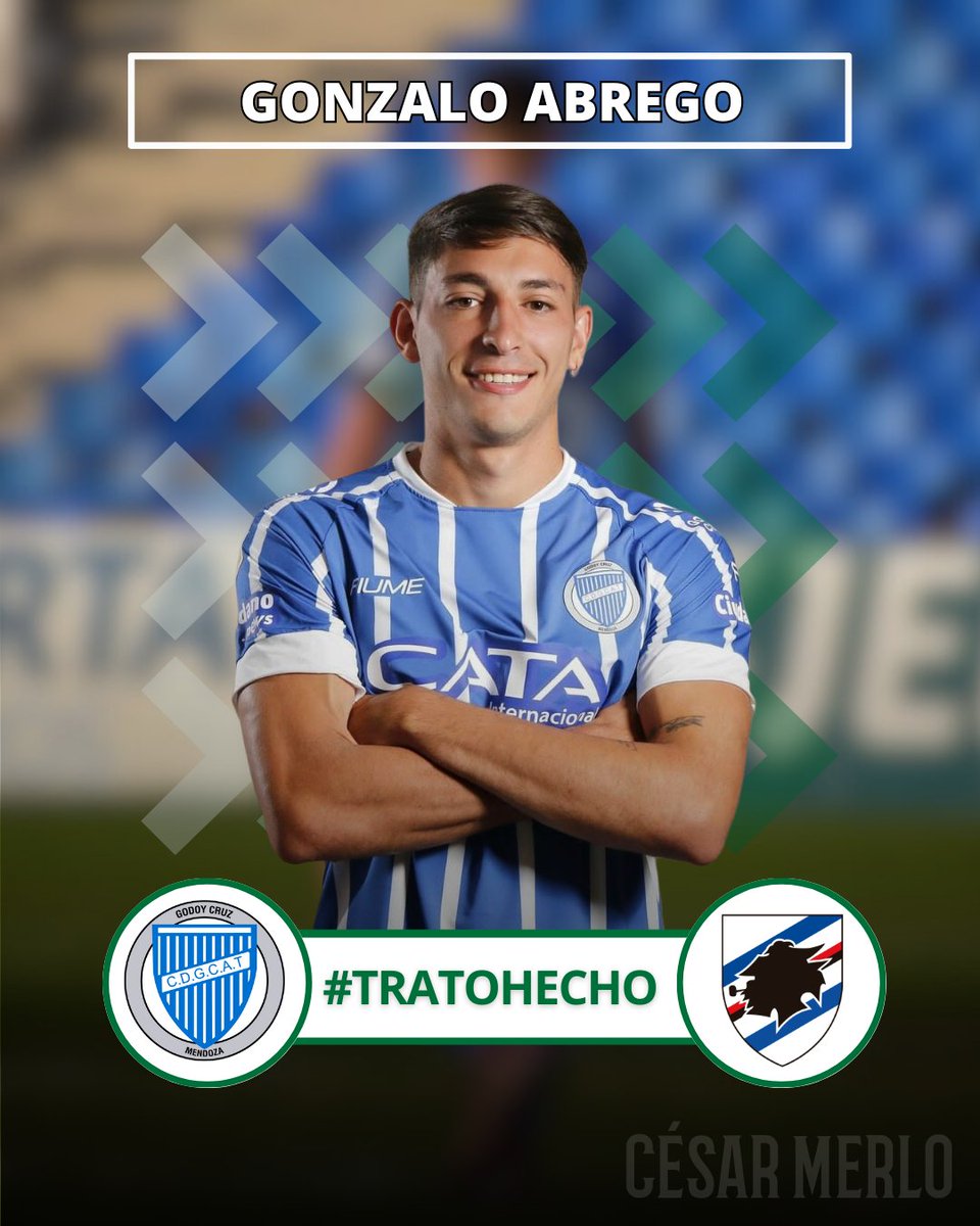 🚨Gonzalo Abrego es nuevo refuerzo de la Sampdoria, que este año jugará en la Serie B. 
*️⃣Godoy Cruz lo cede a préstamo por un año con cargo y con opción de compra. #TratoHecho