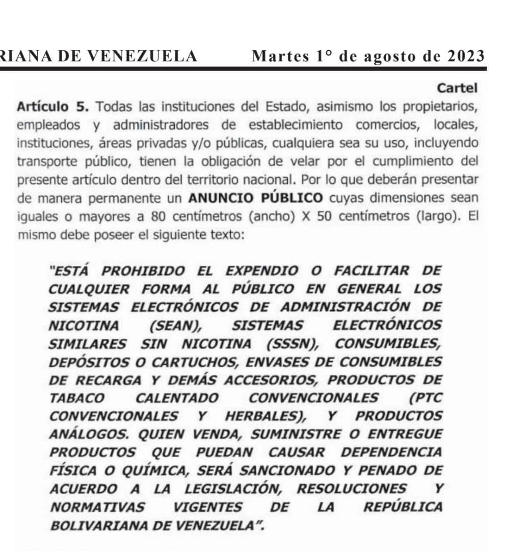 webnotitarde's tweet photo. #ULTIMAHORA |💨 Prohibido la venta, distribución y uso de vapers en Venezuela

➡️ Luego de un largo seguimiento realizado por el gobierno venezolano sobre los daños causados por el uso del vape o cigarrillo electrónico, este mismo fue prohibido a nivel nacional. https://t.co/pPJKOB4kMY