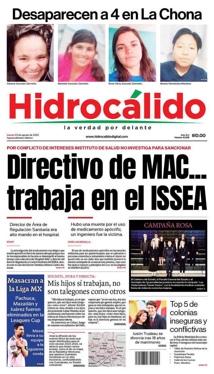 hidrocalidod's tweet photo. Hoy en la de 8: Directivo de MAC… trabaja en el ISSEA. Director de Área de Regulación Sanitaria era alto mando en el hospital. Además, desaparecen 4 mujeres en La Chona. ¿Te perdiste el impreso? Aquí la edición digital: https://t.co/iypbdtCl7q
@JLMNoticias https://t.co/xHo2dizXnF